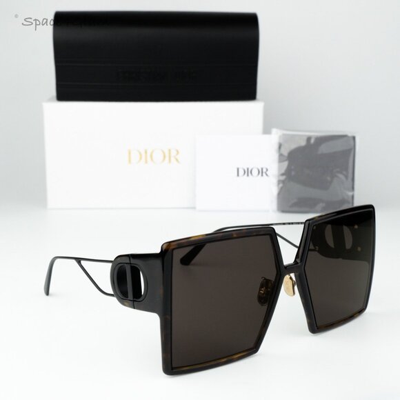 Dior Women Sunglasses Havana Grey Mirror Square 30MONTAIGNE SU 20A5 BRAND NEW - Picture 1 of 10